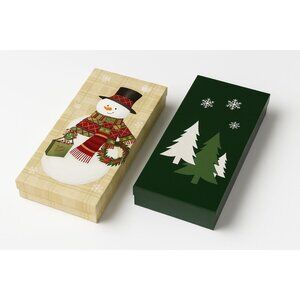 Set Of 2 Large Christmas Gift Boxes 17.5"x11.5" Assorted Holiday Designs With Sn